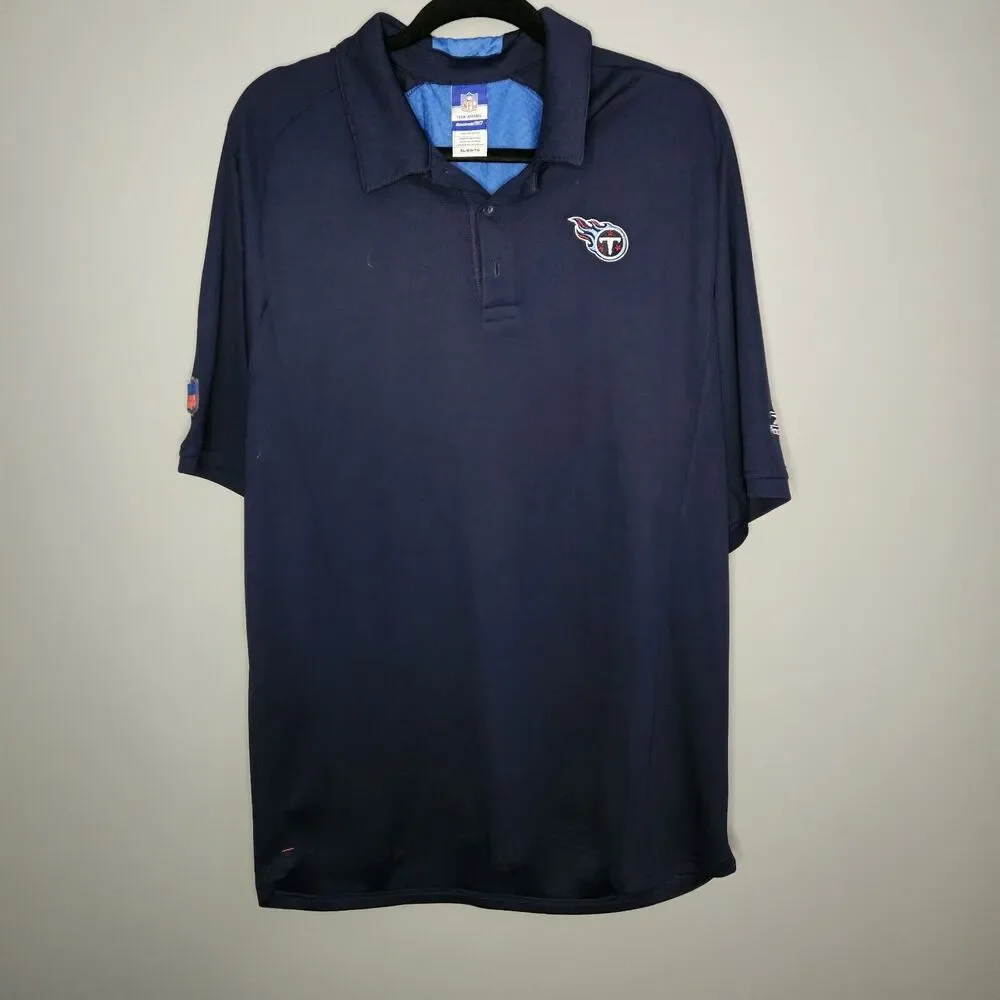 Reebok‎ NFL Tennessee Titans Polo Team PlayDry Performance Shirt Navy XL